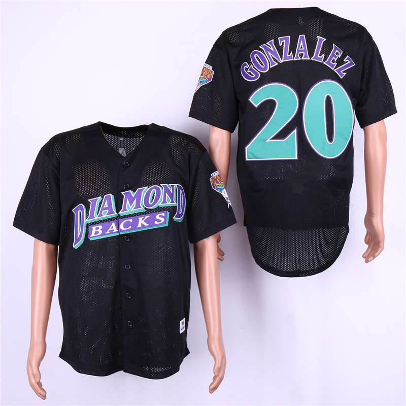 Men Arizona Diamondback #20 Gonzalez Black MLB Jerseys
